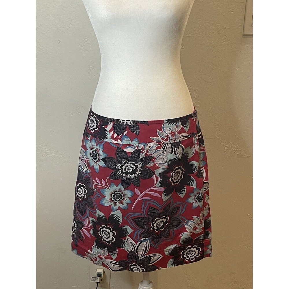 Talbots Skirt Red Floral Summer Colorful Side Zip Stretch Lined Size 10 AO1693
